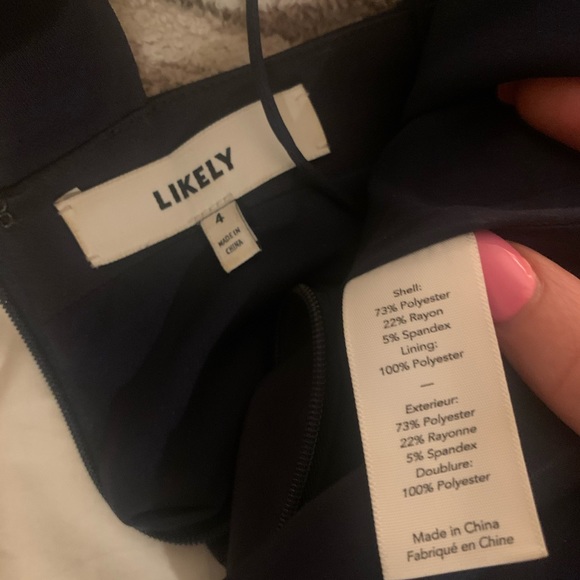 Dark Blue Likely Mini Dress Size 4 - Picture 4 of 5